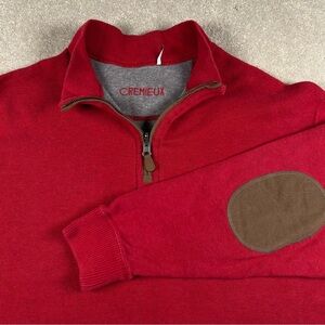 Cremieux Sweater Quarter Zip Red Elbow Patches Pullover LS Casual Men's L/XL